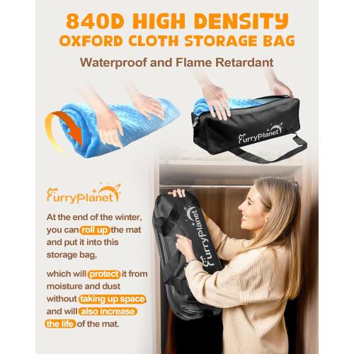 Blue Size Medium Upgrade Dog Cat Heating Pad with 2 Covers&840D Storage Bag,Adjustable Temperature Electric Pet Heating Pad with Timer,Waterproof Heated Bed Mat with Chew-Proof Cord,M