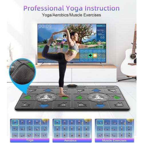 FWFX Exercise Mat for Home Workouts - Interactive Dance Game Mat Connects to TV, 2-Player Kids Party Interactive Games, Active Sports & Yoga Mat for Adults & Family Fitness, Fun Gift (Gray)