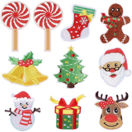Lucleag 10PCS Christmas Embroidered Patches, Christmas Iron On Patch Embroidered, Santa Claus Snowman Xmas Tree Christmas Patches Sew on Iron on Embroidered for DIY Craft Xmas Clothing Decor Gifts