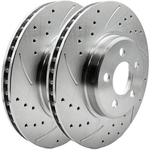 320mm Front Replacement Brake Rotors Kit for 2006-2023 Dodge Charger, 2009-2022 Challenger Drilled Slotted Brake Rotors & Ceramic Brake Pads (53022 D1056)