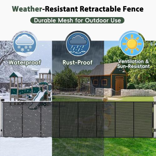275 Extra Long Baby Gate Retractable Dog Gate, 23ft Retractable Baby Gates Extra Wide Driveway Gate, Reinforced 48 Extra Tall Pet Gate Outdoor Retractable Fence, Garage Gate Wide Dog Gate, Black