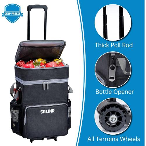 SDLINR 72-Can Large Rolling Cooler, Leakproof Insulated Soft Cooler Bag with Wheels and Handle Collapsible for Beach Camping Patio Travel Outdoor