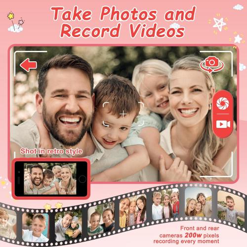 3.97 Touchscreen Kids Toys Smart Phone, Kids Phone with Games & Dual Camera, Toddler Toys Phone, Boys and Girls Learning Toy Phone for 3-9 Years Old (Red)