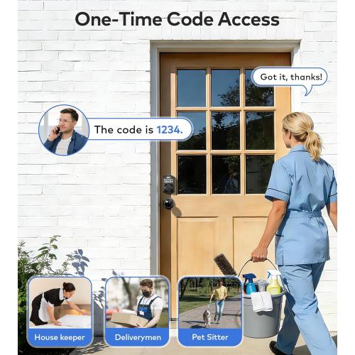 TEEHO TE001K Keyless Entry Door Lock with Handle, Electronic Keypad Deadbolt with 2 Knobs, High-Security Front Door Handle Set for Home & Rental, Smart Auto-Locking, Easy Install, Matte Black