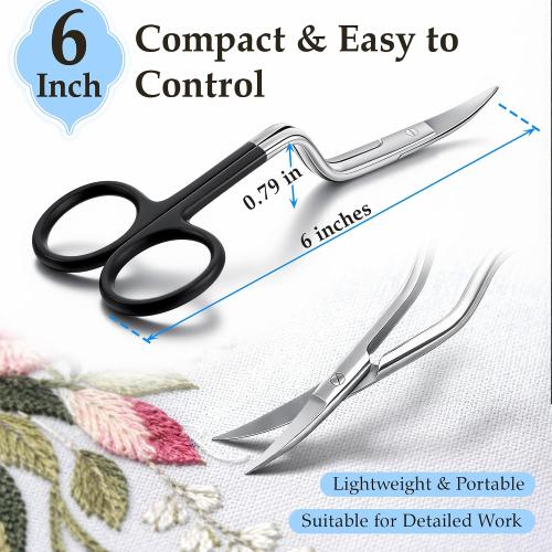 Double Curved Bent Handle Embroidery Scissor for Machine,Black