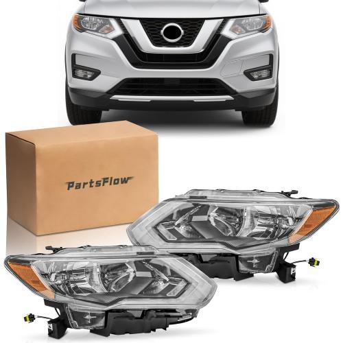 2PCS Halogen Headlight Assembly Left And Right Side Headlamp For 2017 2018 2019 Nissan Rogue NI2502254 NI2503254