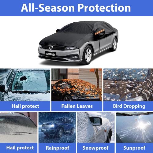 Half Car Cover Top, Hail Protector Car Cover with Cotton Liner, Sunroof & Windshield Cover for Ice and Snow, All Weather Vehicle Body Cover for Sun, Rain, Dust, Fit SUV M