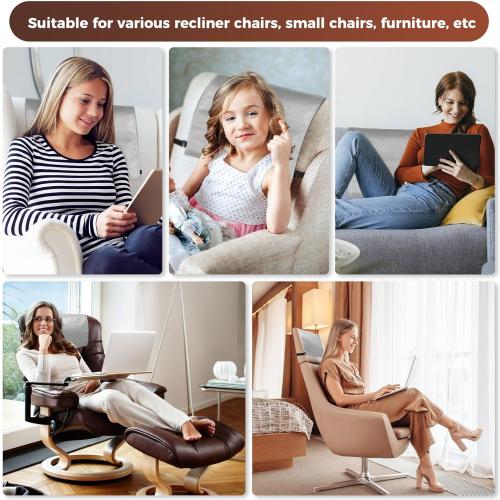 Headrest Cover for Recliner Chair Recliner Headrest Protector Faux Leather Headrest Cover with Elastic Straps Couch Headrest Cover for Furniture Sofa Protector 17 x 27In(Light Gray)