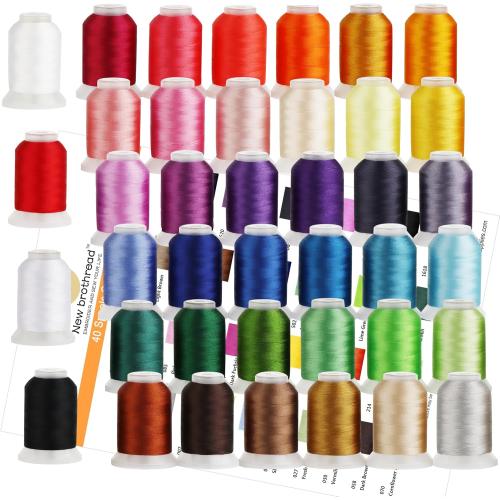 New brothreads 40 Colors 100% Polyester Machine Embroidery Thread 550yd with Thread Nets - Compatible for Home-Based Embroidery Sewing Machine