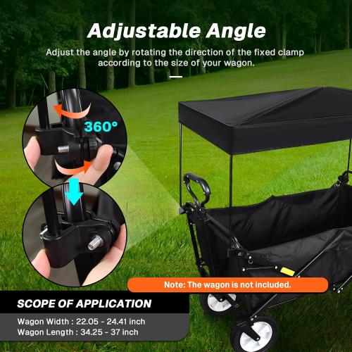 Wagon Canopy Cover, Garden Portable Outdoor Push Awning, Stroller Canopy for Garden Wagon, Shopping, Camping, Fits Folded and Collapsible Wagons, 24.4 × 35.4 Inch