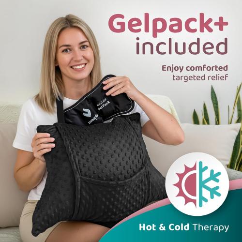 Zomaple Hysterectomy Pillow Post Surgery   Gel Pack, Black – Full Abdomen Coverage for Restful Trips – Neck Support, Strap & Cover Included – Hysterectomy Recovery Must Haves
