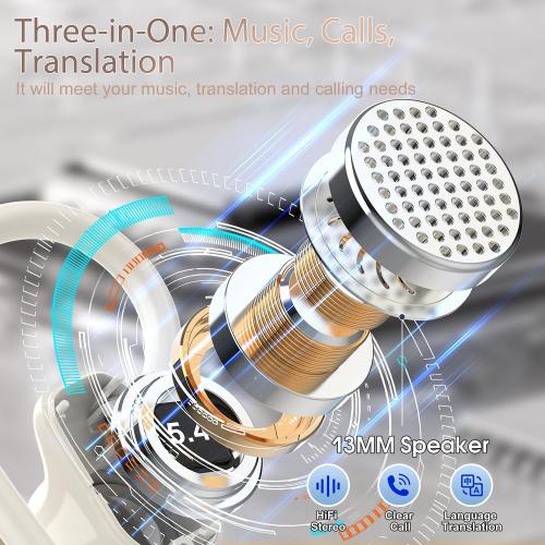 AI Translation Earbuds Real Time, 164 Language Translator Earbud with Audio and Video Calls, 3-in-1 Buletooth 5.4 Translation Headphone with APP, 50H AI Ear Buds Translator Device for Business, White