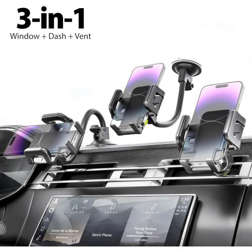 Bracketron TripGrip Window and Vent Mount, GPS Car Mount, Windshield Cell Phone Holder for Car, Includes Vent Clip
