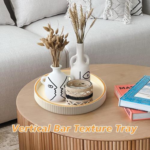 Leather Tray Desktop Storage Organizer, Round Valet Tray, White | Premium Serving Trays Decorative Tray Desk Organizer for Sundries Cosmetics Phone Wallet Keys Cutlery,