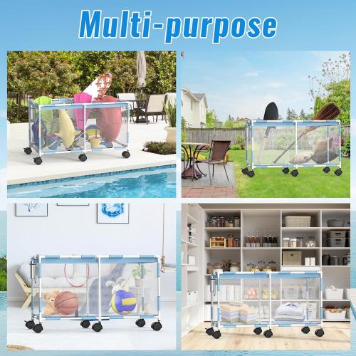 Size 235 gallon  Pool Float Holder Storage, 235 Gallon Pool Storage Bins Outdoor Waterproof Extra Large Swimming Pool Toy Storage Mesh Rolling Pool Float Orgnizer for Noodles, Toys, Floats