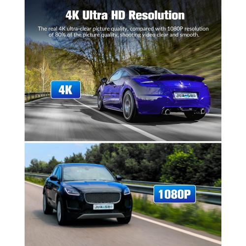 Dash Camera for Cars,4K Full UHD Car Camera Front Rear with 32GB Card,Built-in Super Night Vision,2.0'' IPS Screen,170°Wide Angle,WDR, 24H Parking Mode, Loop Recording.