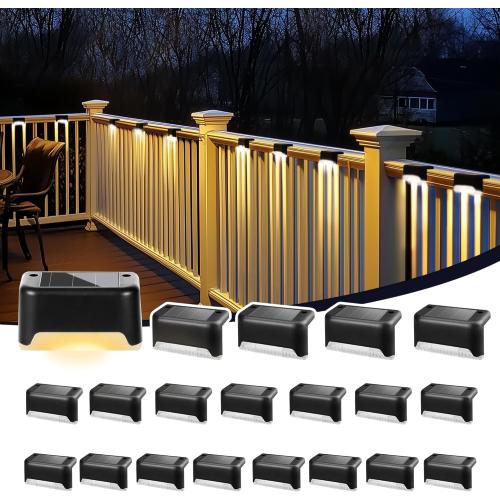 Solar Deck Lights Outdoor, Solar Step Lights Waterproof Led Lights for Outdoor Stairs, Step, Fence, Patio,Yard,Porch and Balcony(20 Pack,Warm White)