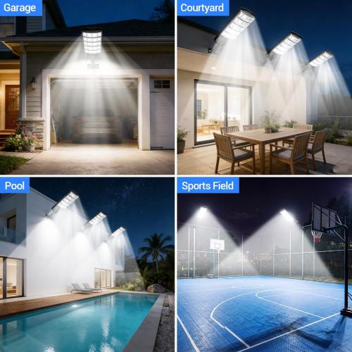 2 Pack Solar Lights Outdoor, IP65 Waterproof Solar Street Motion Sensor Lights with Remote Control, 8000K Dusk to Dawn LED Security Flood Outdoor Light Wide Angle Range for Yard, Garage, Porch, Farm