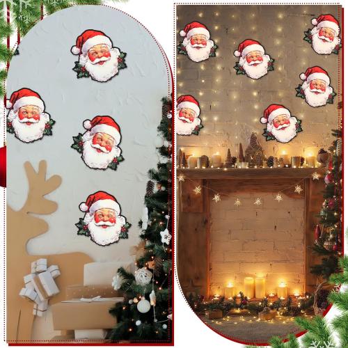 60 Pcs Christmas Santa Claus Face Cutouts Decorations, 3.8 Inch Vintage Claus Paper Cut Outs Accent for Xmas Holiday Party Wall Window Home Decor Bulletin Board Decorations Classroom Crafts