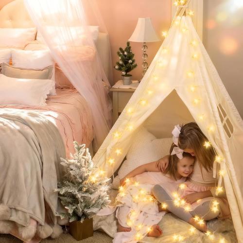 echosari Star String Lights Battery Operated, Auto Timer LED Star Fairy String Lights 158IN with 8 Modes for Kid Room Bedroom Party Garden Wedding Décor (Warm White)
