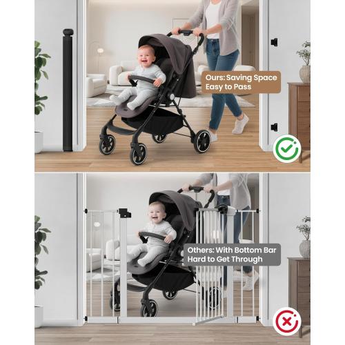 Retractable Baby Gate Extra Wide, 100 Wide Anti-Sagging Pet Gate with 8 Support Rods, 34 Tall Scratch-Resistant Extra Long Dog Gate for Large Openings, Doorways & Open Spaces, Black