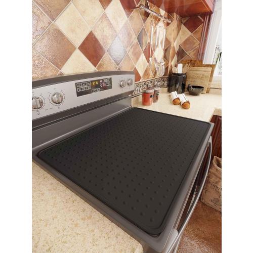 Silicone Stove Top Cover for Electric Stove, Glass Stove Top Protector, Stovetop Cover Mat for Cooktop, Flat Range Cover, Oven Top Protector, Coffee Bar Mat, 28 x 20 in, Black