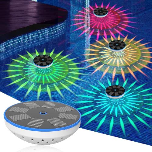RGB Solar Floating Pool Lights, Smart Auto ON/Off Pool Light with 6 Lighting Modes, IPX8 Waterproof LED Color Changing Lights for Inground Pool, Bathtub, Garden, Party Decoration, 1 Pack
