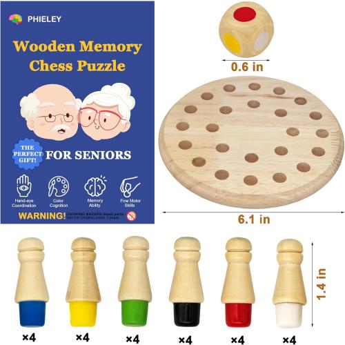 Easy Memory Games for Dementia Patients, Color Matching Dementia Activities for Seniors, Wooden Alzheimers Products for Elderly, Fidget Sensory Busy Board Gadgets Gifts