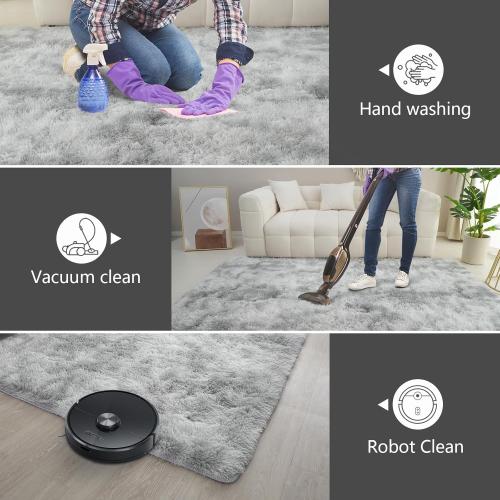 Shag Area Rugs for Bedroom Living Room,4X6 Ultra Soft Fluffy Area Rugs for Dorm, Indoor Carpet Nursery Rugs for Kids Room Home Decor,Tie-Dye Grey