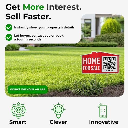 22×12 Home For Sale Sign (1-Pack) - Weatherproof, Double-Sided | Corrugated Plastic | Stakes & QR App Included