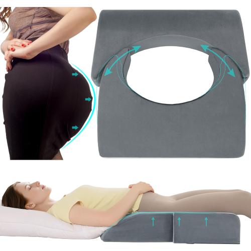 HOMBYS Adjustable Size BBL Pillow After Surgery for Sleeping,High Density Foam Butt Pillow,Brazilian Butt Lift Pillow Post Surgery Recovery for Sleeping,BBL Chair with Hole (Dark Grey)
