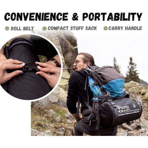 SUITEDNOMAD Large Waterproof Outdoor Stadium Blanket, Windproof and Warm Extra Thick Fleece or Quilted Sherpa, Great for Cold Weather Camping, Picnic, Sports, Festivals