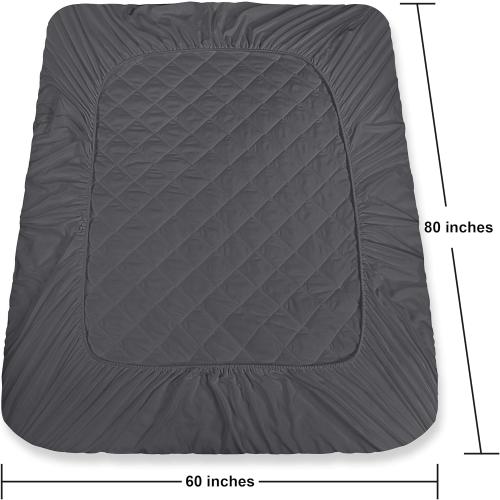 Utopia Bedding Quilted Fitted Mattress Pad, Queen Size, Elastic Fitted Mattress Topper Protector and Cover Stretches up to 16 Inches Deep, Machine Washable (Grey)
