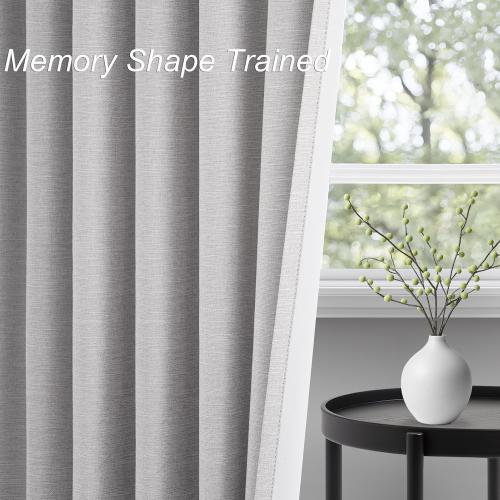 Topfinel Grey Beige Linen Blackout Curtains 84 Inch Long for Bedroom Living Room, Greige Gray Pinch Pleat Back Tab Gothic Moody Viral Drapes Mordern Boho Curtains for Window Dining Room 7 FT