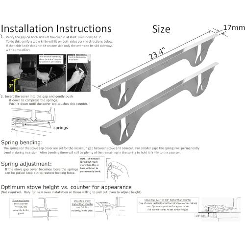 Stove Gap Covers  Stainless Steel | Oven Side Gap Filler | Range Trim Kit | Guard Between Stove Top & Counter