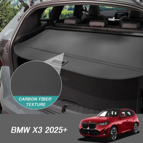 Cargo Cover for BMW X3 2025 2026 Accessories Retractable Trunk Cover Security Shielding Shade Cargo Luggage Cover Trunk Privacy Protection (Carbon Fiber Texture)