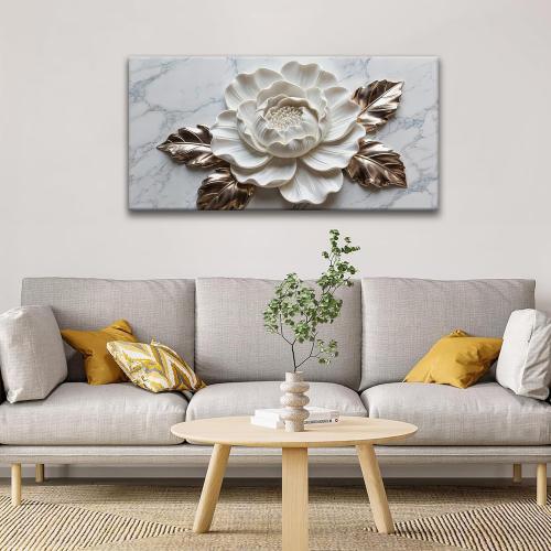 Suconvng Canvas Art Wall Decor Print Paintings Marble Texture White Flower Wall Art Prints Pictures Ready To Hang Pictures For Bedroom Bathroom Office Kitchen Home Wall Decor Artwork 20 × 40