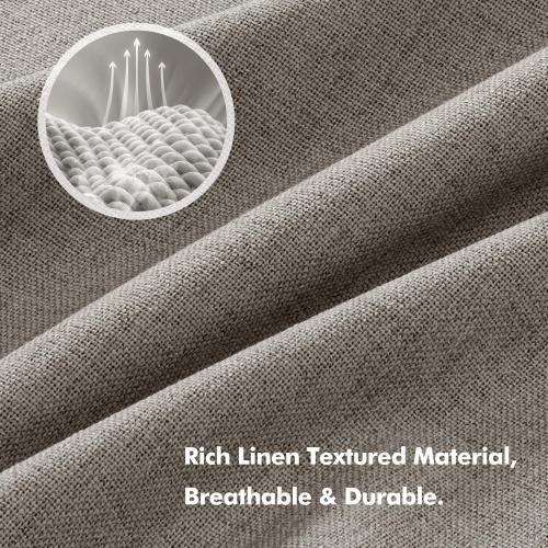 MIULEE 100% Blackout Linen Curtains for Bedroom, Linen Solid Luxury Decor Thermal Insulation Room Darkening Drapes for Living Room Nursery Back Tab Rod Pocket 42 x 90 Inches, 2 Panels