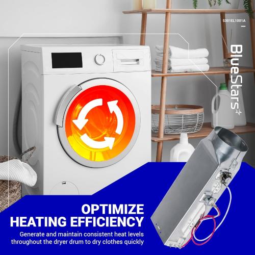 BlueStars 5301EL1001A Dryer Heating Element Assembly – For LG DLE7177W DLE5977W DLE8377NM DLE2516W DLEX3700W DLE5955W DLE0442W DLE4970W DLE5955G DLE9577SM Dryers - Replaces 5301EL1001J 5301EL1001H