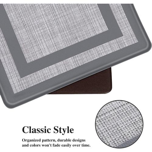 Mattitude Kitchen Mats Set of 2,Cushioned Anti-Fatigue Non-Skid Rug Sets | Ergonomic Comfort PVC Kitchen Mats for Floor,Standing Mat for Kitchen,Floor,Office,Sink,Laundry, Grey Frame