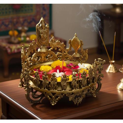 eSplanade - Brass Balaji, Dashavtar, Shankh, Chakra Urli Traditional Bowl Showpiece - Big Size - | Home Decor | Vastu for Home