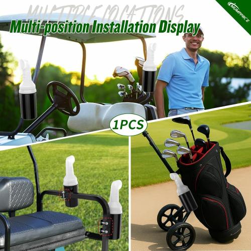 Golf Cart Sand Bottle with Holder No Drilling Required, Universal Golf Cart Sand Pots Fit Club Car, EZGO, Yamaha Models, Divot Filler Sand Bottle, Large Capacity and Easy to Install, 1PCS