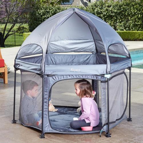 Hiccapop 53” PlayPod Outdoor Baby Playpen for Baby with Canopy, Deluxe Portable Playpen for Babies and Toddlers with Dome