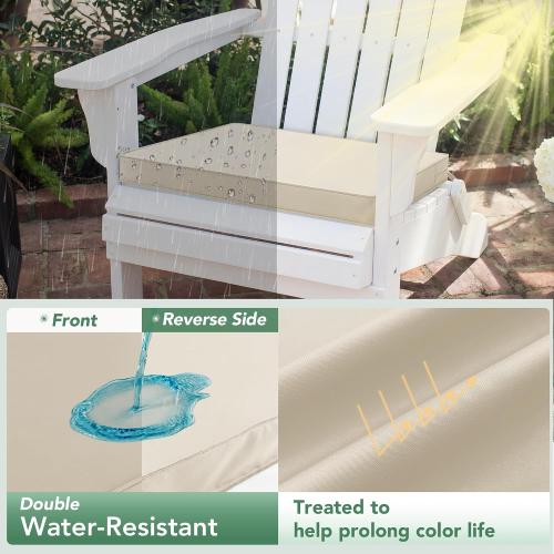 Outdoor Chair Cushions Set of 4: Waterproof & Fade Resistant Seat Cushion for Patio Furniture - 18.5 x 16 x 2 Inch Chair Pads with Ties and Hidden Zipper - Patio Chair Cushion Replacement, Cream 4 pc .