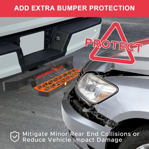 Universal Trailer Hitch Step for 2 Inch Receiver w/LED Brake Light, Tow Drop Hitch Step Bar Rear Bumper Guard Protector with Pin Lock & U-Bolts Stabilizer for Pickup Truck Van RV SUV ATV Car