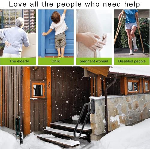 SELEWARE Heavy Duty Non-Slip Handrails for Outdoor 1-3 Step, Wall Mount Stair Hand Railing Grab Bars, U-Shape Safety Handle for Garage, Porch, Garden (Dia 1.3 Pipe, Black)