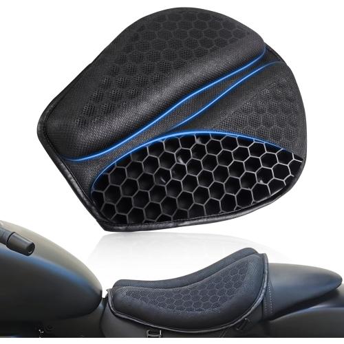 Foldable Motorcycle Gel Seat Cushion, Large 3D-Honeycomb Structure Shock Absorption & Breathable Motorcycle Gel Seat Pad for Long Rides (L)