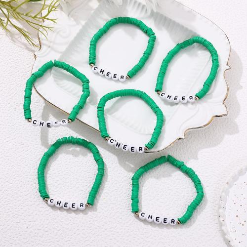 Cooluckday Cheer Bracelets for Team Cheer Gifts Bulk for Team Cheerleader Gifts Set for Women Stackable Clay Y2k Friendship Bracelets for Women