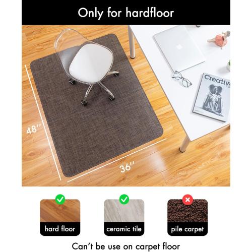 Office Chair Mat for Hardwood Floor Under Desk Computer Rolling Chair Mat for Wood/Tile Floor Non-Slip Heavy Duty Desk Rug PVC Plastic Hard Floor Protector 36 x 48 (Dark Walnut)