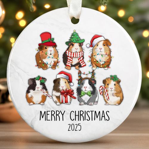 Guinea Pig Christmas Ornament - Guinea Pig Lovers Ornaments for Christmas Tree, Cute Animals Pet Ornaments - Ceramic Ornament 2025